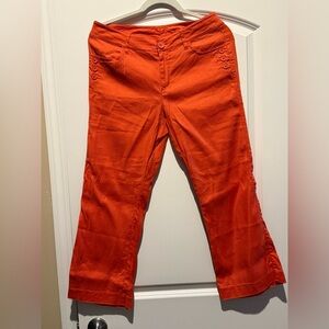 Coral orange size 4 Cabi cropped pants